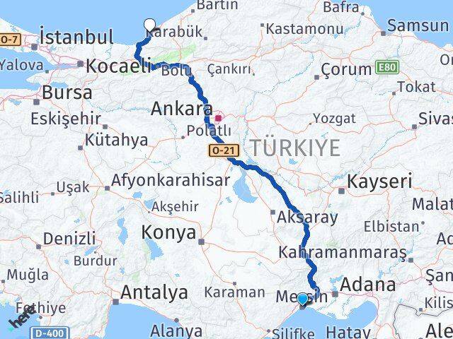 Mersin Ereğli Zonguldak Arası Kaç Km - Yol Haritası