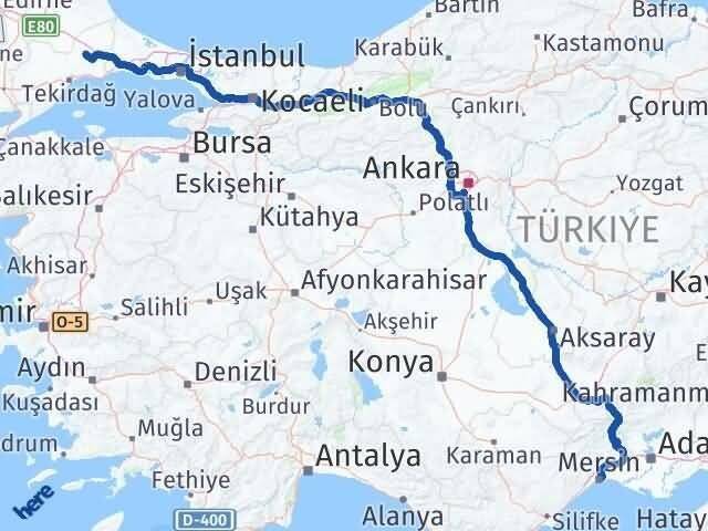 Mersin Ergene Arası Kaç Km - Yol Tarifi
