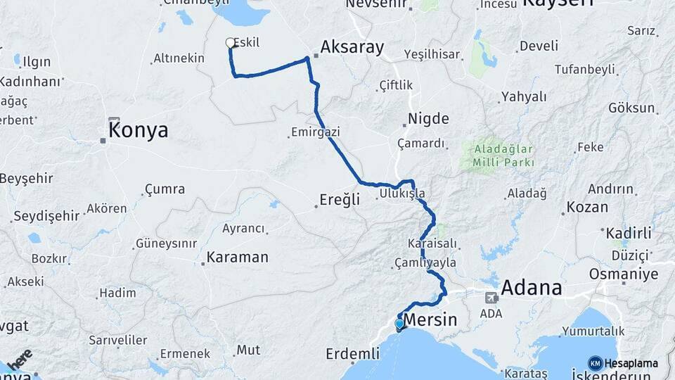 Mersin Eskil Arası Kaç Km - Yol Tarifi