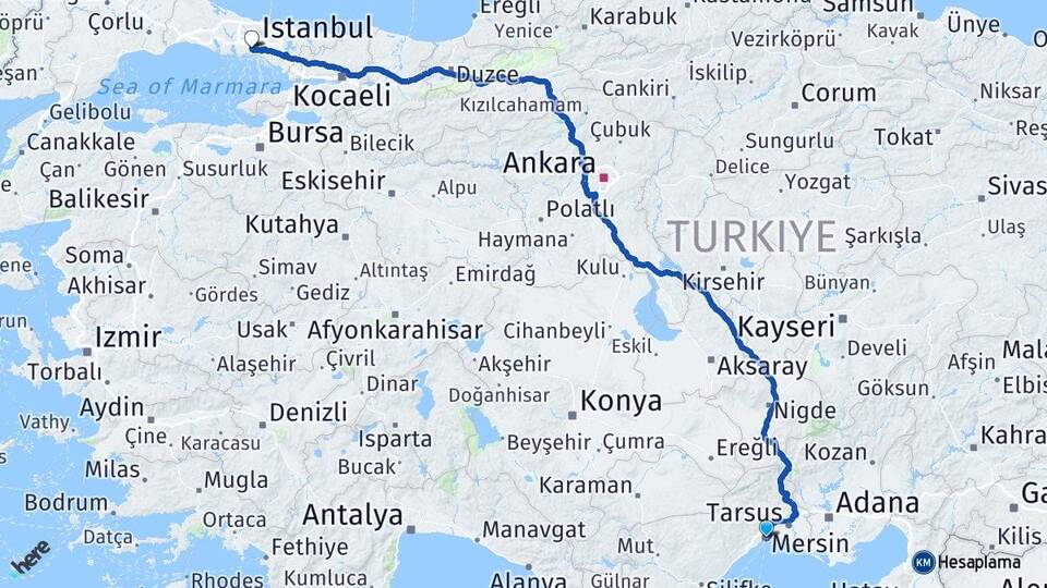 Mersin Fatih İstanbul Arası Kaç Km - Yol Haritası