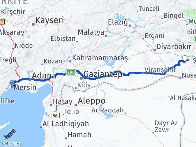 Mersin Gercüş Batman Arası Kaç Km - Yol Haritası