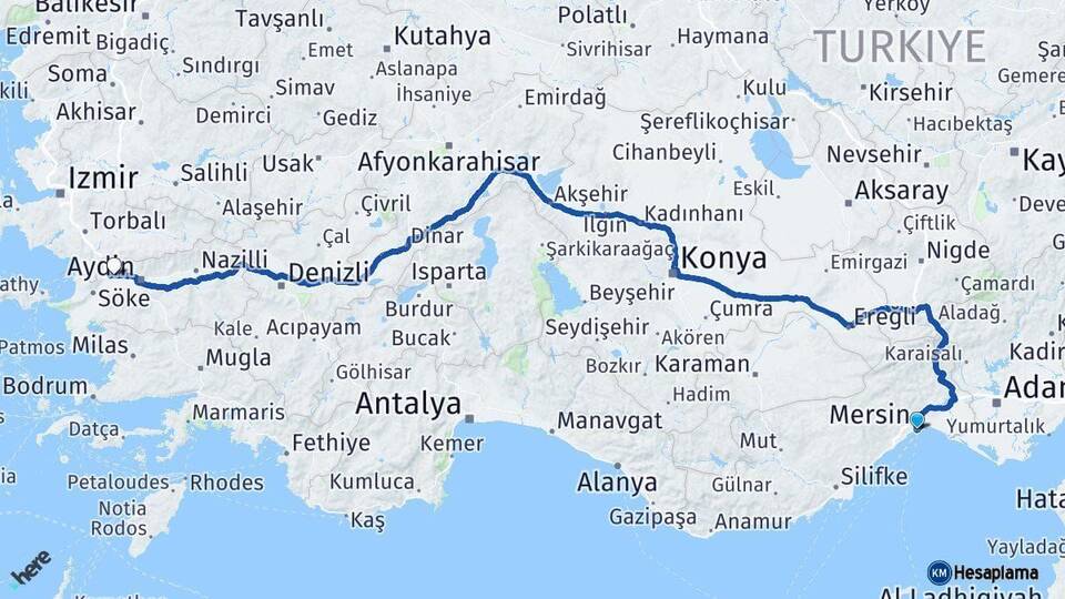 Mersin Germencik Aydın Arası Kaç Km - Yol Haritası