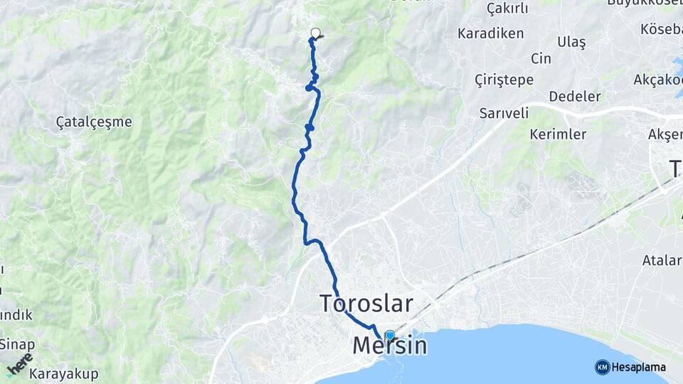 Mersin Gözne Toroslar Arası Kaç Km - Yol Haritası