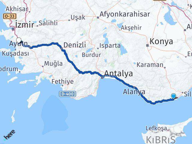 Mersin Gülnar Büyükeceli Selçuk İzmir Arası Kaç Km - Yol Haritası