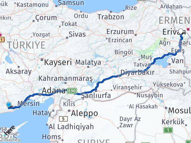 Mersin Gülnar Iğdır Arası Kaç Km - Yol Haritası