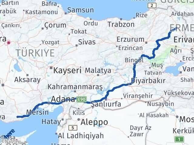 Mersin Gülnar Kars Arası Kaç Km - Yol Haritası