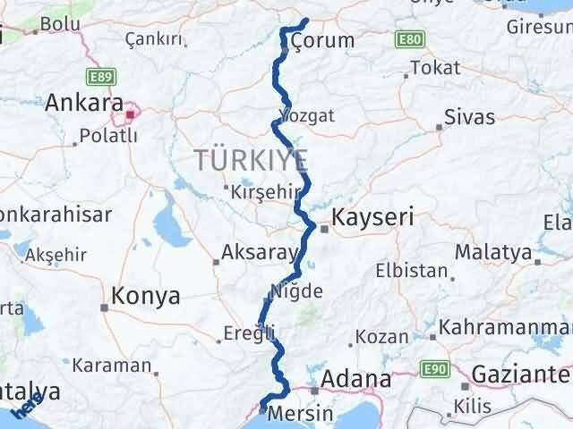 Mersin Gümüşhacıköy Amasya Arası Kaç Km - Yol Haritası