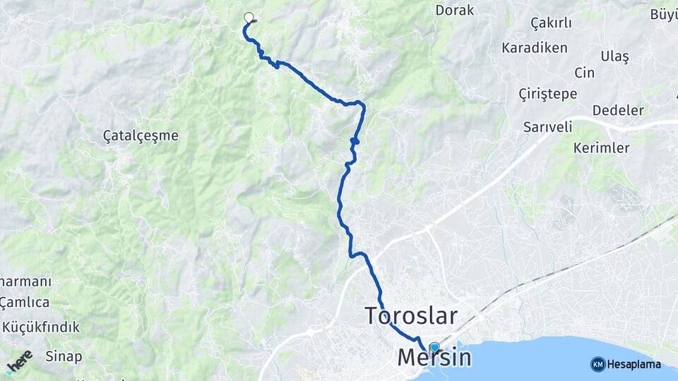 Mersin Güzelyayla Toroslar Arası Kaç Km - Yol Haritası