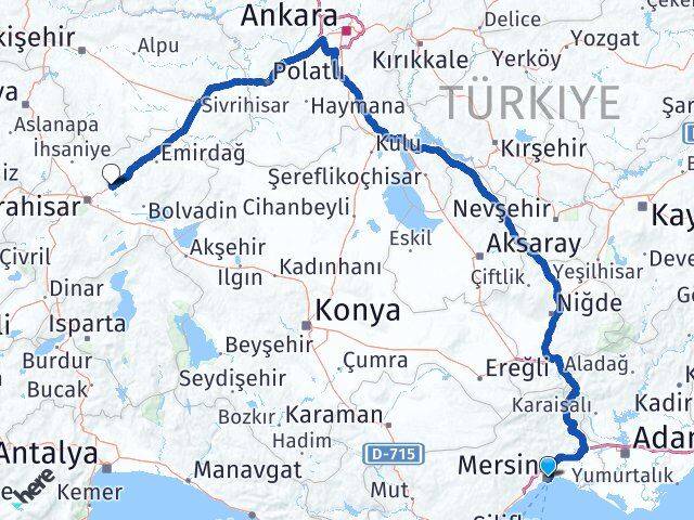 Mersin İscehisar Afyonkarahisar Arası Kaç Km - Yol Haritası
