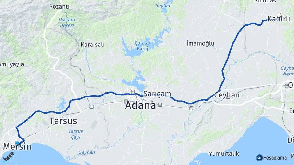 Mersin Kadirli Osmaniye Arası Kaç Km - Yol Haritası