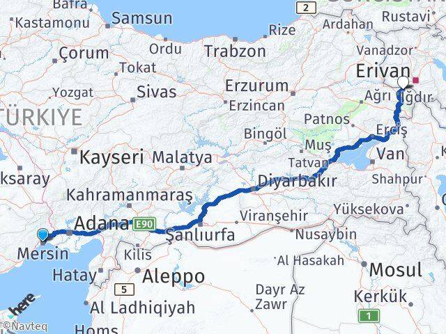 Mersin Karakoyunlu Iğdır Arası Kaç Km - Yol Haritası