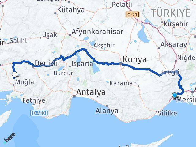 Mersin Kavaklıdere Muğla Arası Kaç Km - Yol Haritası