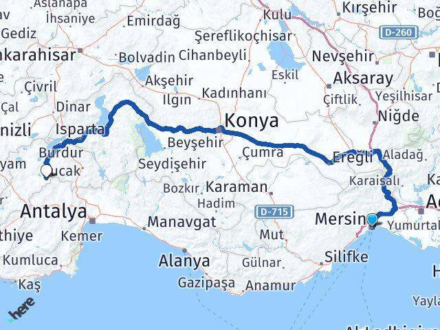 Mersin Kemer Arası Kaç Km - Yol Tarifi
