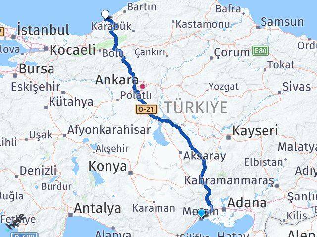 Mersin Kozlu Zonguldak Arası Kaç Km - Yol Haritası