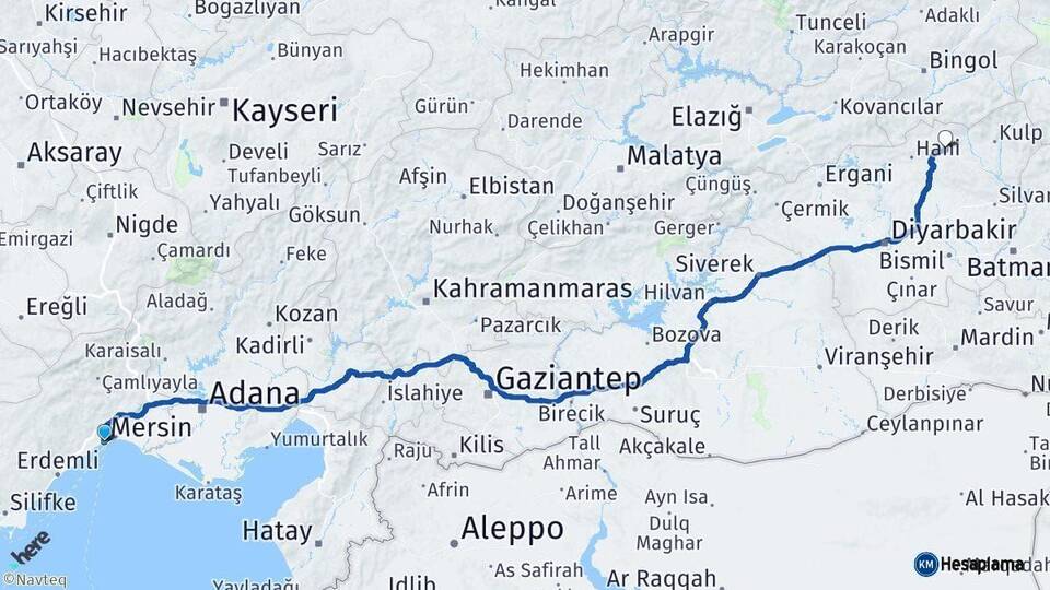 Mersin Lice Diyarbakır Arası Kaç Km - Yol Haritası