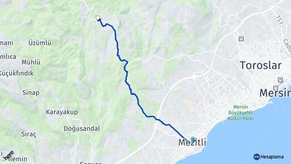 Mersin Mezitli Akarca Mezitli Arası Kaç Km - Yol Haritası