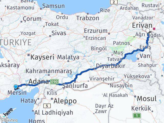 Mersin Mezitli Iğdır Arası Kaç Km - Yol Haritası