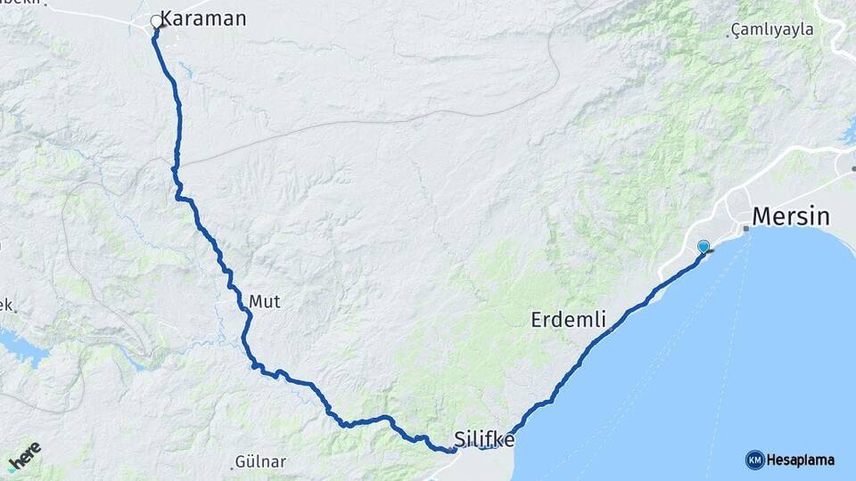 Mersin Mezitli Karaman Arası Kaç Km - Yol Haritası