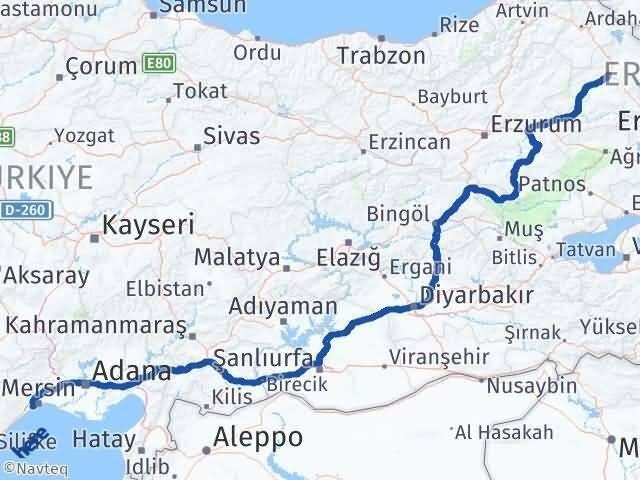 Mersin Mezitli Kars Arası Kaç Km - Yol Haritası