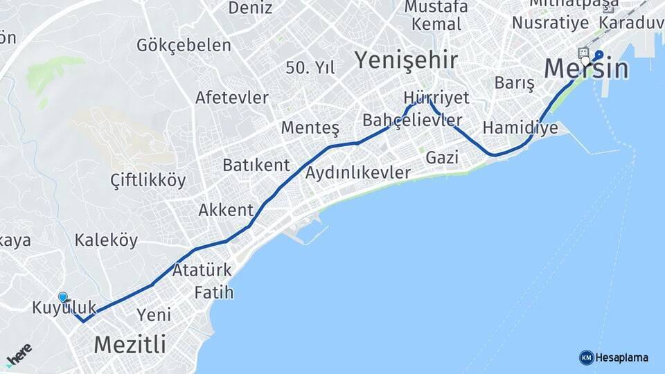 Kuyuluk Mersin Arası Kaç Km - Yol Tarifi