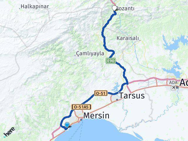 Mersin Mezitli Pozantı Adana Arası Kaç Km - Yol Haritası