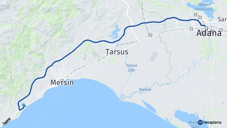 Mersin Mezitli Tece Adana Arası Kaç Km - Yol Haritası