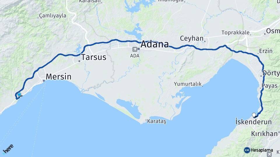 Tece İskenderun Arası Kaç Km - Yol Tarifi