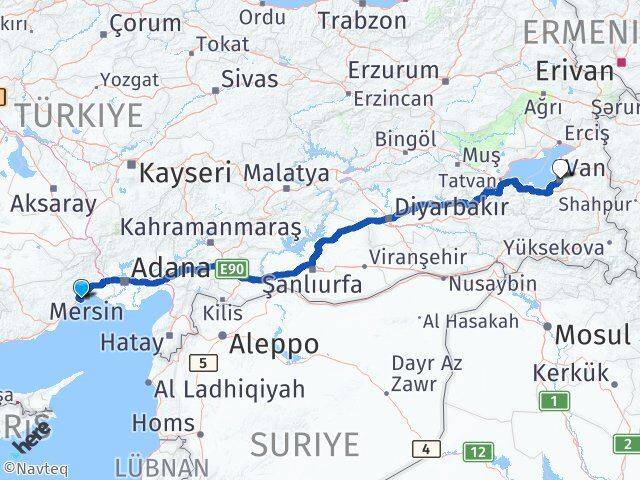 Mersin Mezitli Van Arası Kaç Km - Yol Haritası