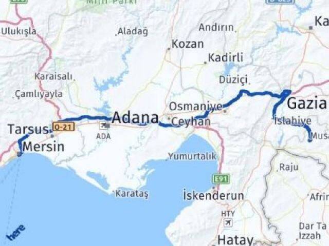 Mersin Musabeyli Kilis Arası Kaç Km - Yol Haritası