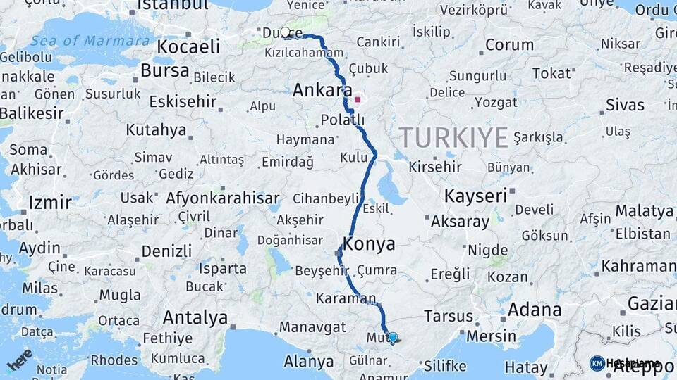 Mersin Mut Bolu Arası Kaç Km - Yol Haritası