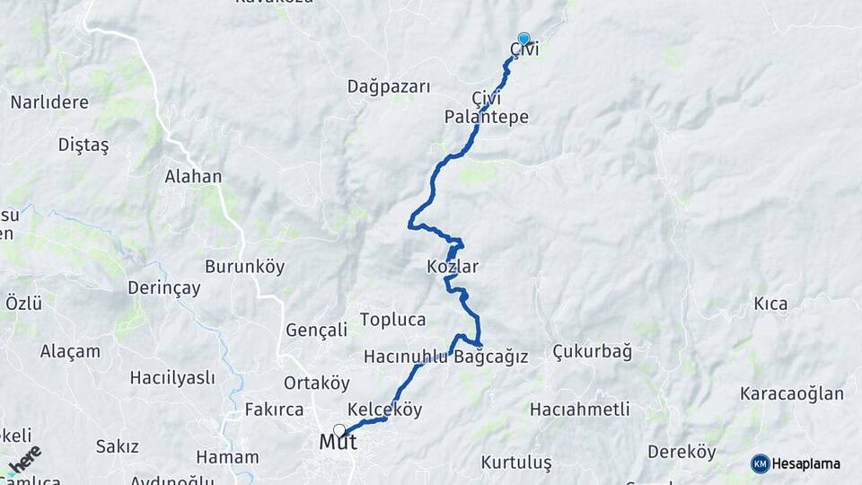 Çivi Mut Arası Kaç Km - Yol Tarifi