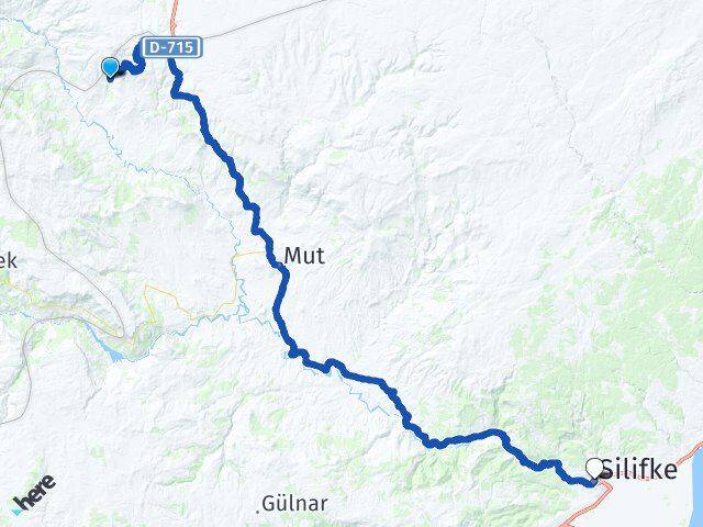 Mersin Mut Gökçetaş Silifke Arası Kaç Km - Yol Haritası