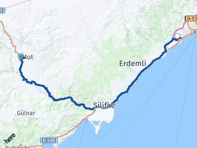 Mersin Mut Kuyuluk Mezitli Arası Kaç Km - Yol Haritası