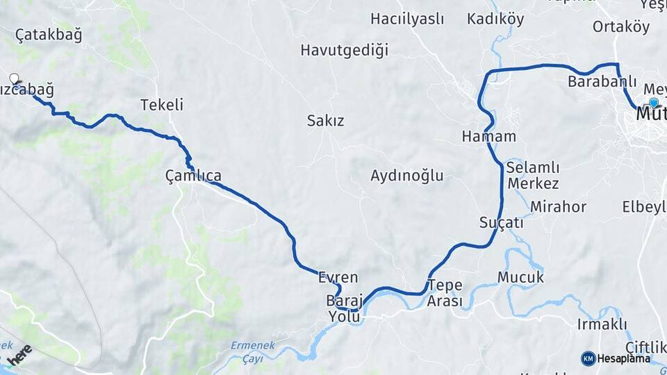 Mersin Mut Yalnızcabağ Mut Arası Kaç Km - Yol Haritası