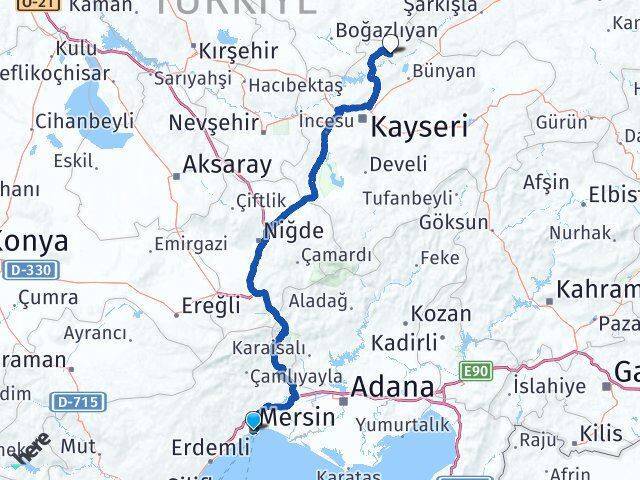 Mersin Özvatan Arası Kaç Km - Yol Tarifi