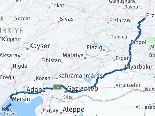 Mersin Palandöken Erzurum Arası Kaç Km - Yol Haritası