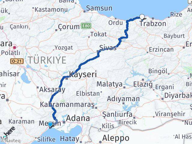 Mersin Şalpazarı Trabzon Arası Kaç Km - Yol Haritası