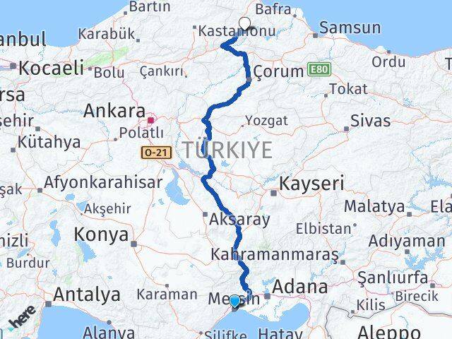 Mersin Saraydüzü Sinop Arası Kaç Km - Yol Haritası