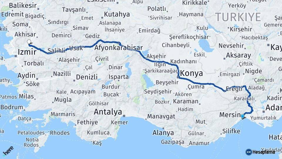 Mersin Saruhanlı Manisa Arası Kaç Km - Yol Haritası