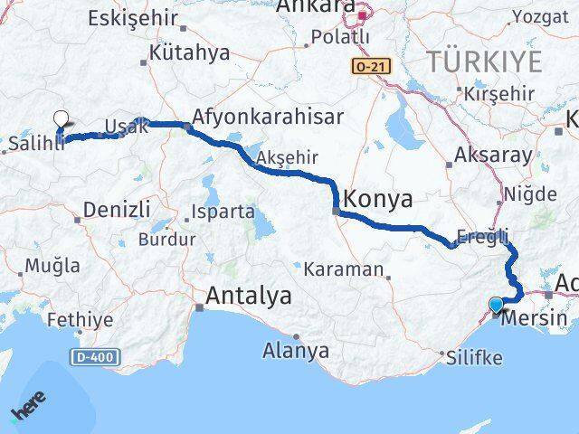 Mersin Selendi Arası Kaç Km - Yol Tarifi