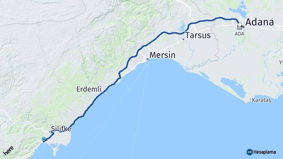 Taşucu Adana Havalimanı Arası Kaç Km - Yol Tarifi