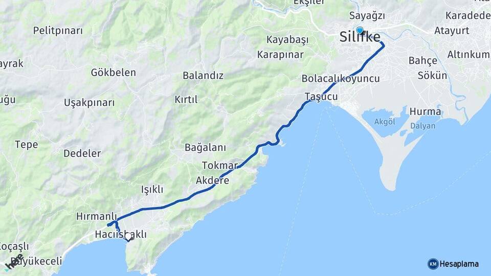 Mersin Silifke Yeşilovacık Silifke Arası Kaç Km - Yol Haritası