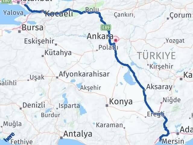 Mersin Sultanbeyli İstanbul Arası Kaç Km - Yol Haritası