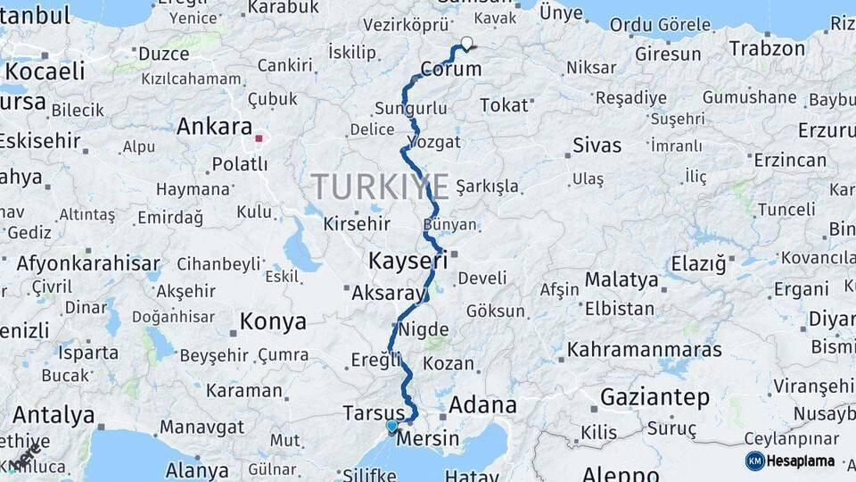 Mersin Suluova Arası Kaç Km - Yol Tarifi