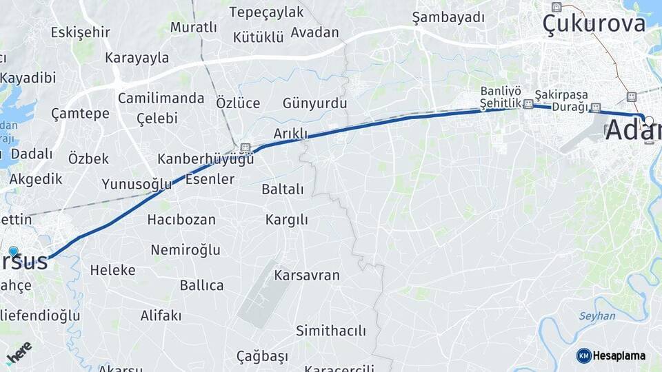 Mersin Tarsus Adana Arası Kaç Km - Yol Haritası