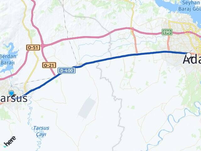 Mersin Tarsus Adana Havalimanı Arası Kaç Km - Yol Haritası