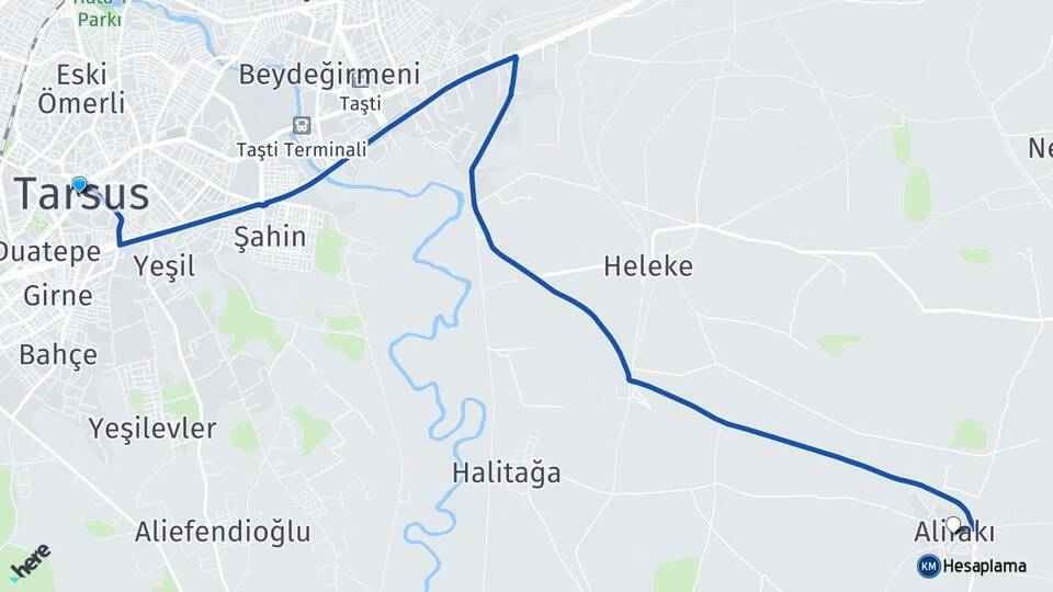 Mersin Tarsus Alifakı Tarsus Arası Kaç Km - Yol Haritası