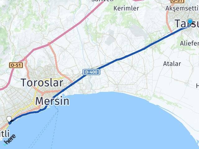 Duatepe Mersin Üniversitesi Arası Kaç Km - Yol Tarifi