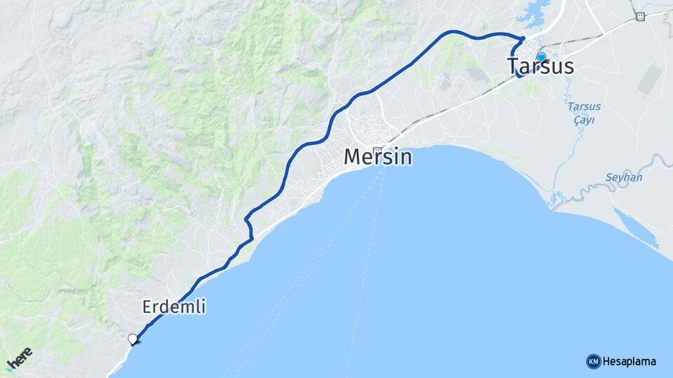 Mersin Tarsus Limonlu Erdemli Arası Kaç Km - Yol Haritası
