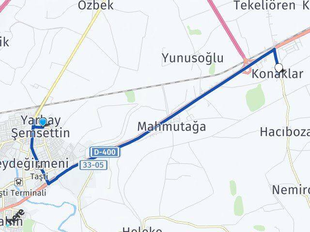 Yarbay Şemsettin Konaklar Arası Kaç Km - Yol Tarifi